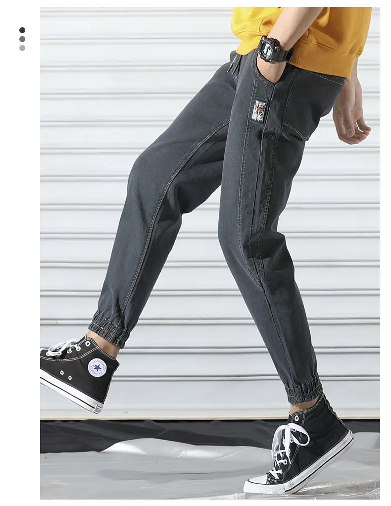 Fashion Denim Jeans Men Cotton Taper Harem Pant Cargo Male Jeans Youth Elastic Waist Stretch Trousers Quality China Brand Jeans 9