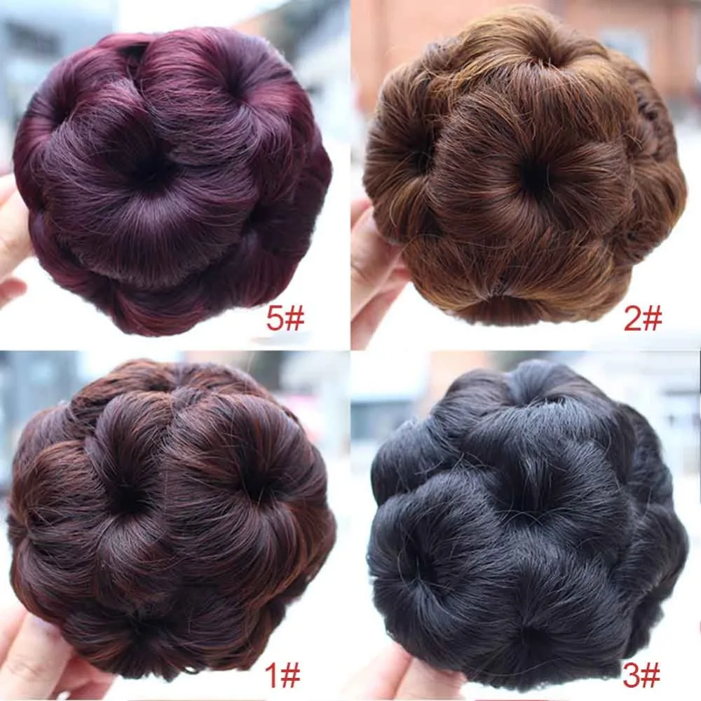 

Hot Sale Natural Curly Chignon Clip In Plastic Comb Elastic Bridal Hair Bun High Temperature Fiber Hairpieces JLRS 2019
