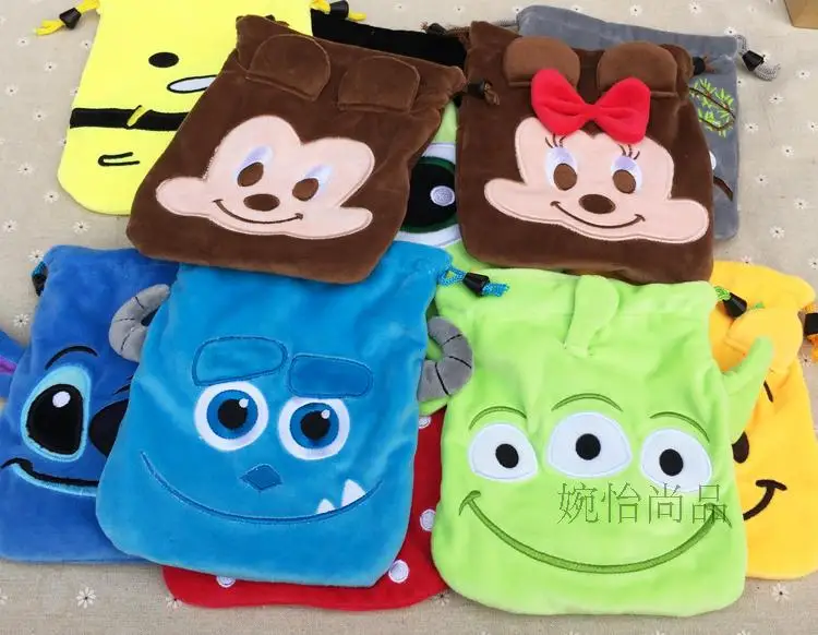 IVYYE 1PCS Stitch Anpanman Cartoon Drawstring Bags Cute Plush storage handbags makeup bag Coin Bundle Pocket Purses NEW