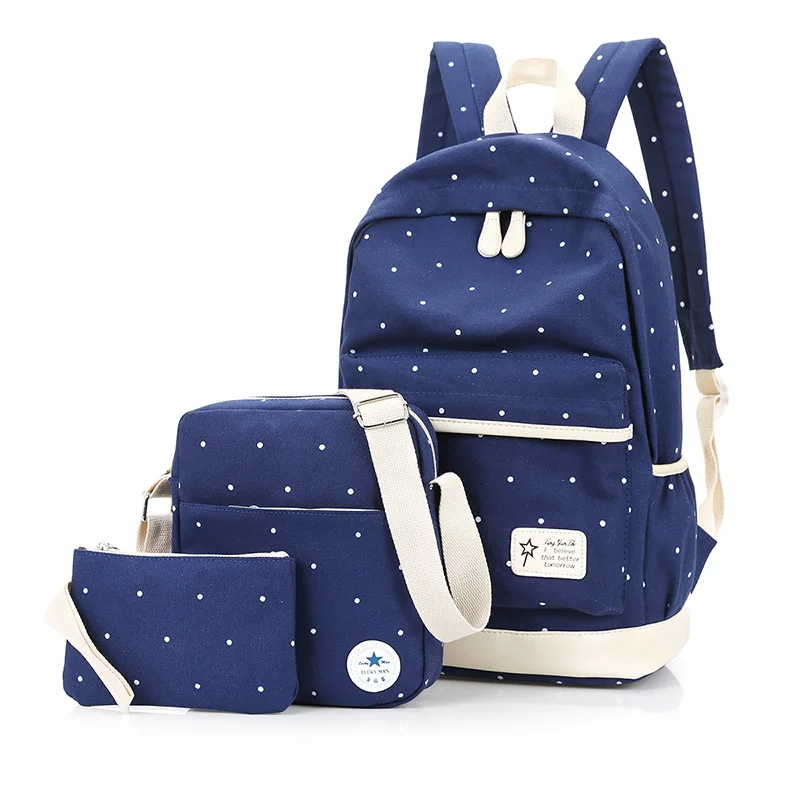 

Set Backpack Women Printing Backpack Canvas Bookbags School Backpacks Bags for Teenage girls Bagpack Backbag 3Pcs/Set
