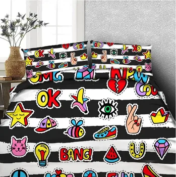 

Bedding set Cartoon Luxury Boys Girls Letter King size queen full twin quilt duvet cover bed in a bag sheet sheets linen 4PCS