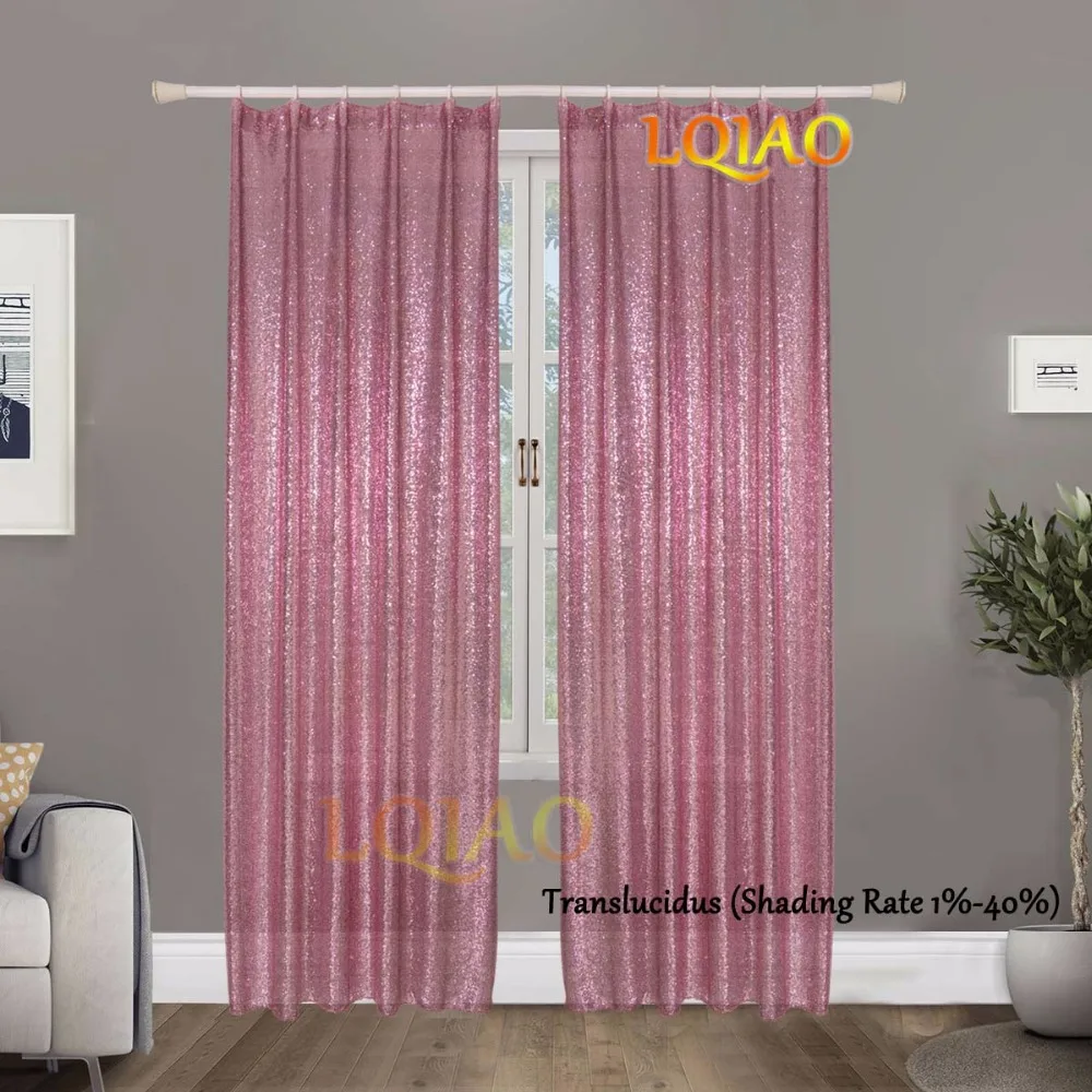 

LQIAO 300x250cm Sequin Curtain Backdrop-Pink Gold Sequin Curtain Sparkly Sequin Fabric Curtain Home Living Room DIY Hook Style