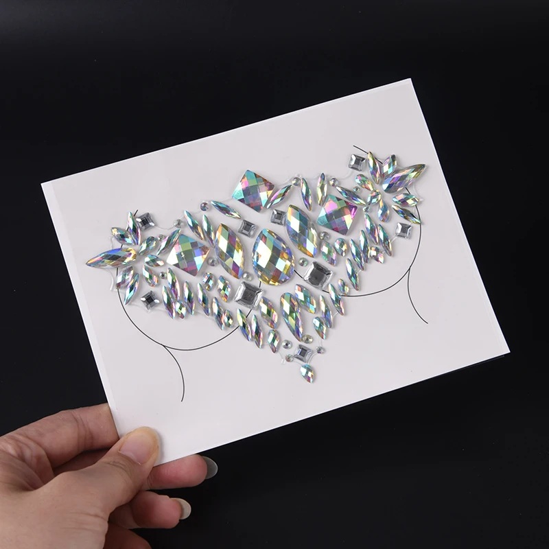 

Chest Temporary Diamond Tattoo Stickers Body Art Bling Bling Flash Breast Rhinestone Jewel Decor Nipple Cover