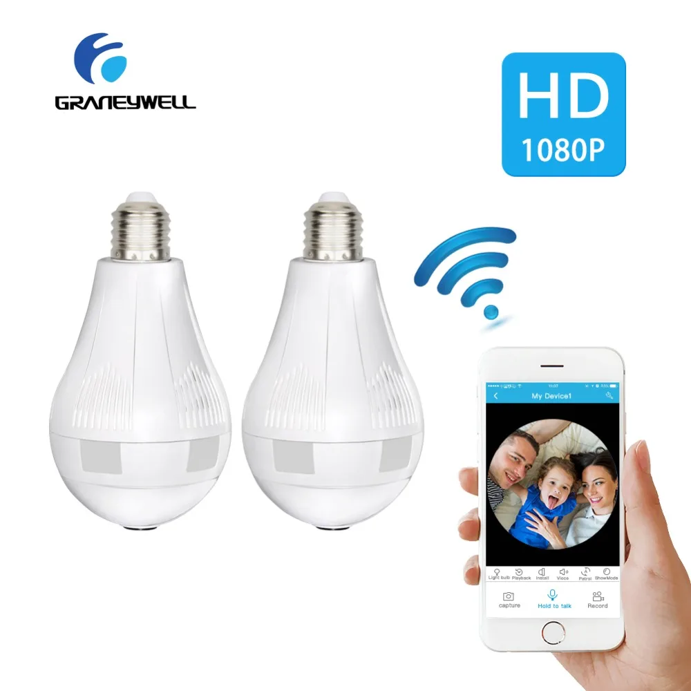 

2 PCS 1080P Wireless IP Camera Bulb Light FishEye Smart Home Security CCTV 3D VR Camera 2MP Home Security WiFi Camera Panoramic