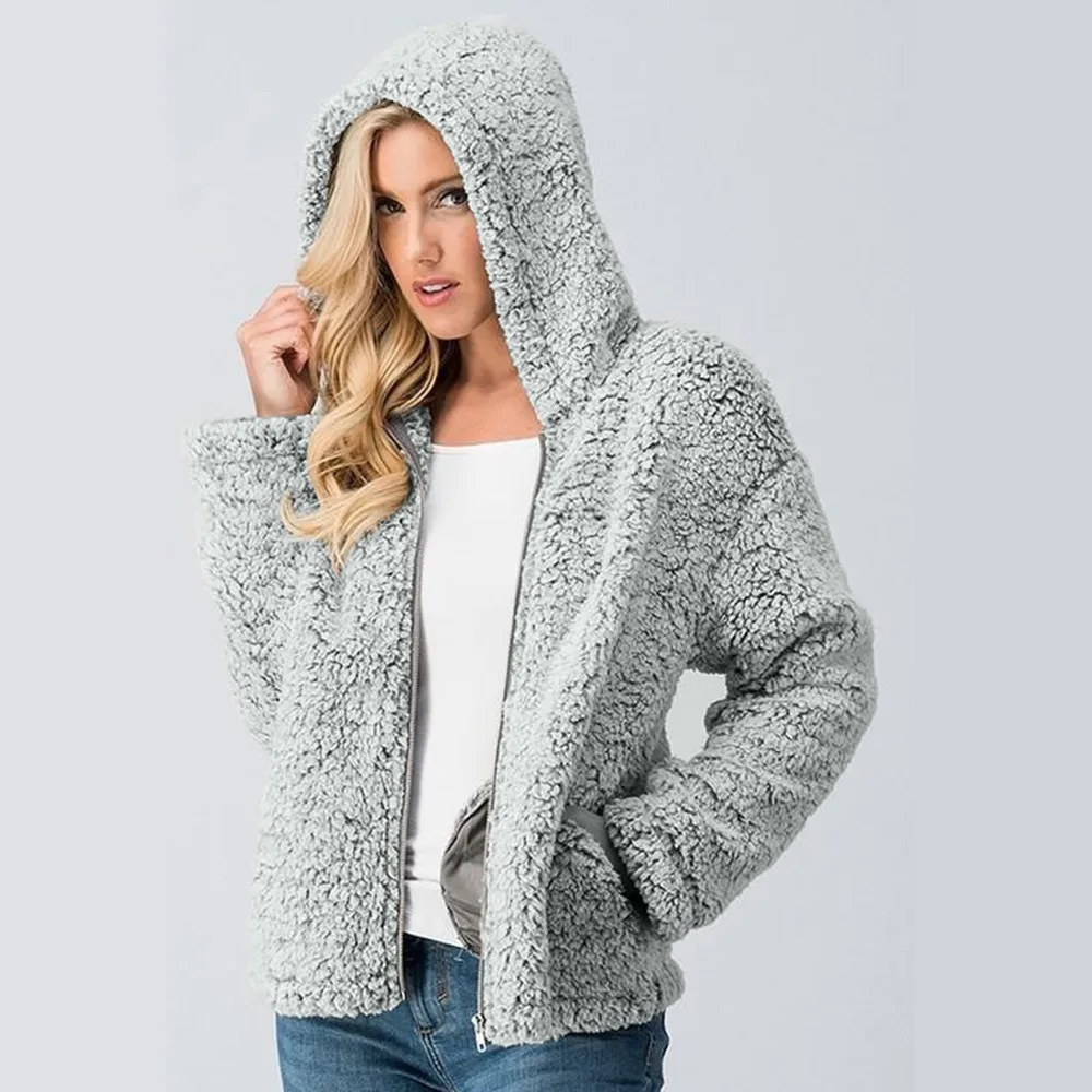 

Faux lambswool jacket Autumn Winter 2018 New Female Overcoat Women Warm Outwear