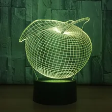 Креативный Apple Fruit семь цветов Usb Light Touch акриловый светодиодный визуальный оптовый 3d ночной Светильник ламинария Usb Led 3d лампа детская лампа