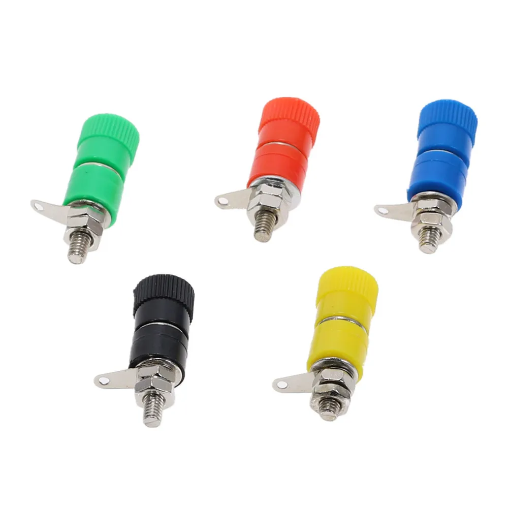 

5Pcs 4mm Banana Socket Professional Binding Post Nut Banana Plug Jack Connector Nickel Plated 5Color