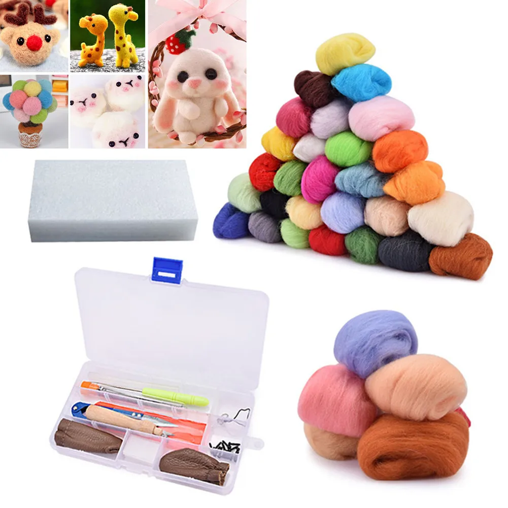 

50 Colour Wool Fiber Felting Needles Tool Set Needle Felting Mat Starter DIY Kit Multifunctional Useful Wool Fiber Felting Tools