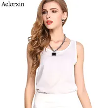 Aelorxin Summer Chiffon Women Shirt Bottoming Shirt Women Sleeveless Sexy Loose Casual Top Vest Camis Blouse New Fashion 2017