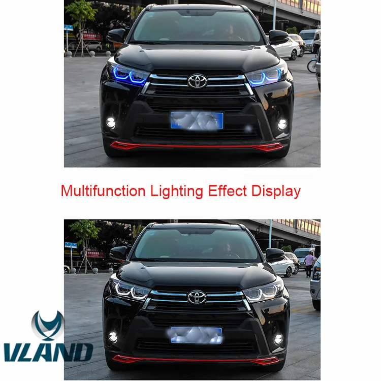 VLAND Заводская Автомобильная фара для Toyota Highlander светодиодный головной светильник Highlander головной светильник H7 Xenon с ангельскими глазами