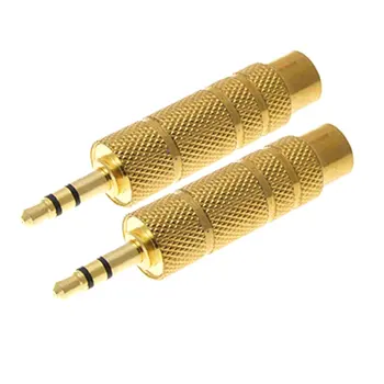 

High Quality 2 Pcs Gold Plated 3.5mm Stereo Male to 6.3mm Audio Mono Adapter