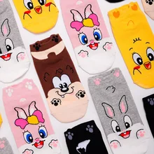 Милые Мультяшные Женские повседневные хлопковые носки looney ttes удобные Твити Банни волка невидимые носки без шоу носки дропшиппинг