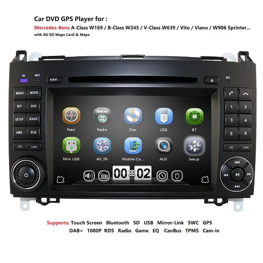 Автомобильный мультимедийный плеер Ossuret GPS 2 Din DVD Automotivo для Mercedes/Benz/Sprinter/B200/B