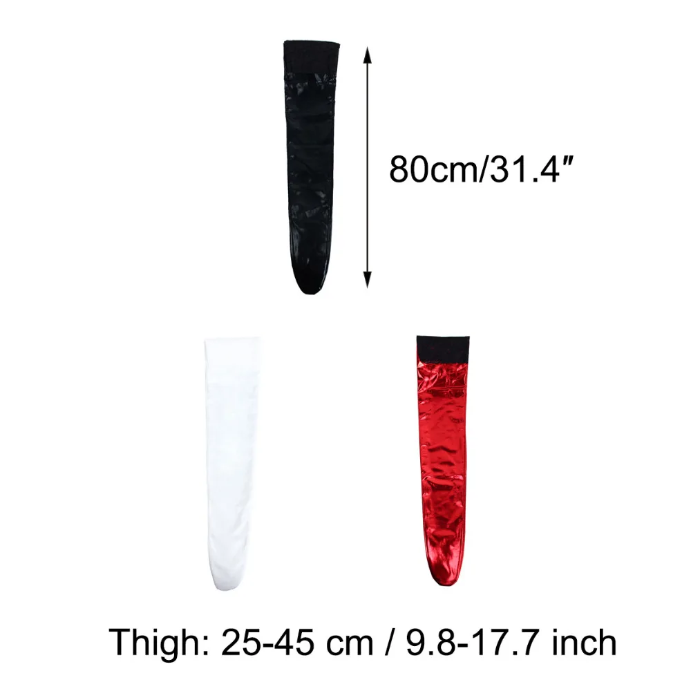 Women Sexy Over Knee Sockings Faux Leather Thigh High Stockings Non-slip Long Knee Socks Accessories