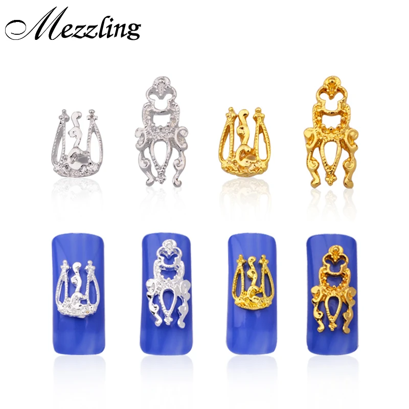 

Hot Gold Silver 3D Metal Nail Art Beauty Stickers Jewelry,10pcs/llot Hollow Fashion Design Alloy DIY Nail Tips Decoration