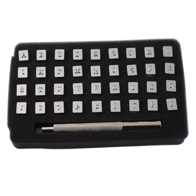 

36Pcs Alphabet Letter Leather Stamper Set 3mm/6mm Steel Punch Metal Leather Punching Tools for DIY Leather Bronzing Craft Tools