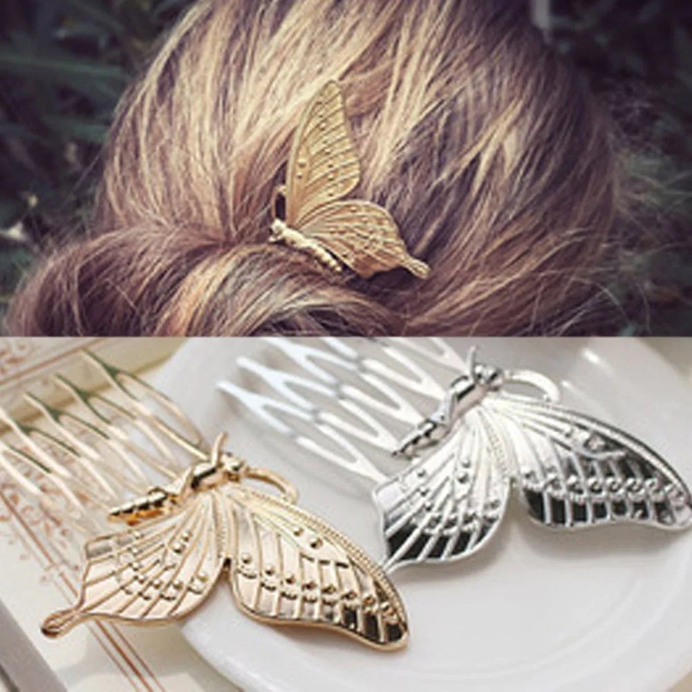 1PC!!! New Elegant Style Hairpin Women Girls Alloy Butterfly Hair Comb ...