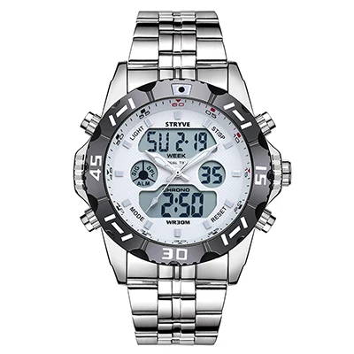 Stryve 811 Brand Men's Sports Watch 3ATM Waterproof LED Quartz Dual Display Military Stainless Steel Band Men's Watches Hot Sale 