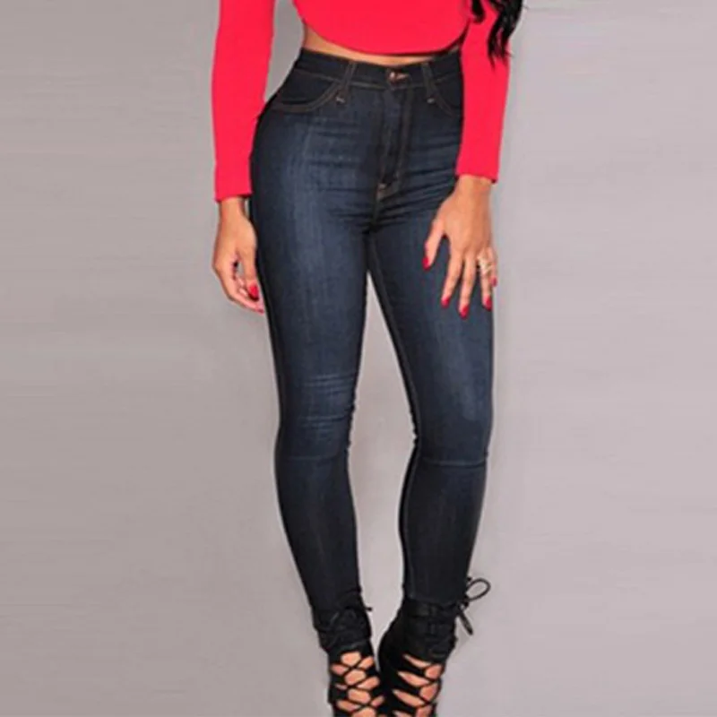 S-3XL высокое качество женские тонкие с высокой талией джинсы модные брюки удобные повседневные тонкие базовые Большие размеры стрейч джинсы