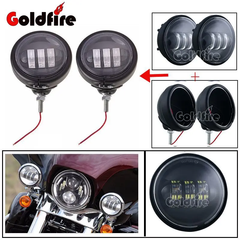 4.5" Motorcycle fog Auxiliary Fog Passing Lights & Housing For Harley