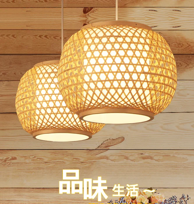 

Chinese rustic handwoven bamboo Pendant Lights Southeast Asia style brief round E27 LED lamp for porch&parlor&stairs LHDD004