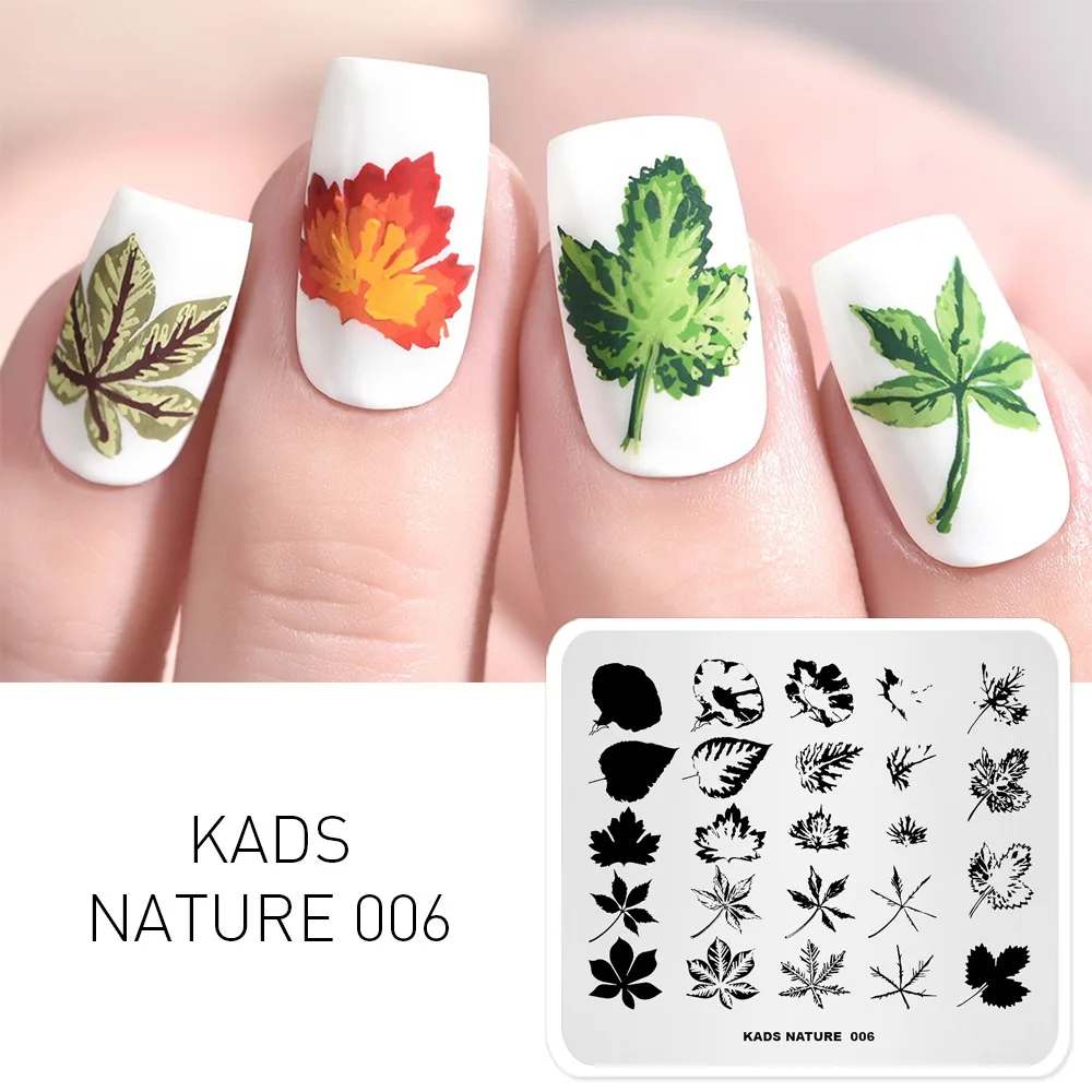 KADS природа 006 накладные листья Indus Кленовая маникюрная пластина Шаблон трафарет