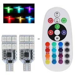 2x5050 RGB T10 194 168 W5W 12 Светодиодный салона Чтение свет/сигнальная лампа удаленного Управление