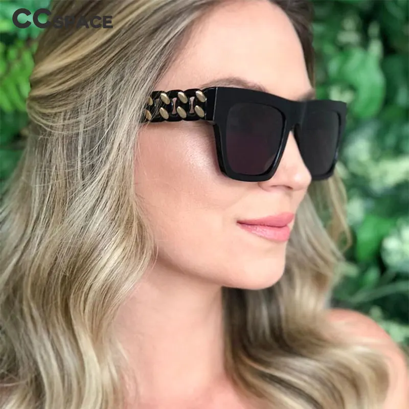 

Luxury Metal Chain Sunglasses Square Men Women Fashion Shades UV400 Vintage Glasses 45760