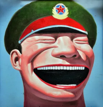 

Modern handmade painting chinese solider with happy laugh on oil canvas for living room decor and wallpaper