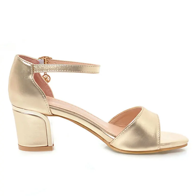 Fanyuan/итальянское высокий каблук сандалии женские Большие размеры летние открытые пальцы, лодыжки обувь со шнуровкой Стильные Девушки вечерние босоножки золотистого цвета