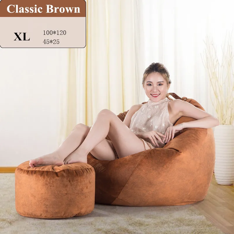 Один комплект, сумка для дивана, без наполнителя, для ленивого отдыха, кресло-погремушка, для одиночной гостиной, диван-кровать, пуховый пуф, диван, бархатная скамья - Цвет: Classic Brown XL