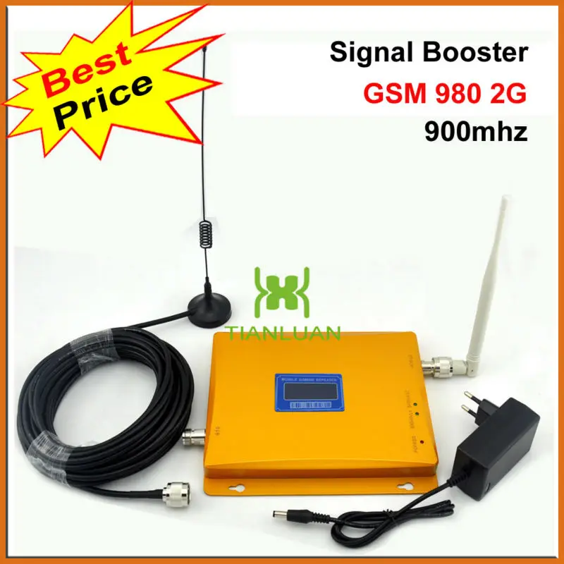 

GSM 900MHz Mobile Phone GSM980 2G Signal Booster GSM900MHz Signal Repeater Cell Phone Amplifier with Antenna LCD Display/Golden