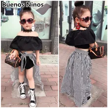 2019 New Fashion Girls Clothes Suits Children's Summer One-word Shoulder Top Black Shorts With Sriped Hem Cape Three-piece Suits 2019 New Fashion Girls Clothes Suits Children's Summer One-word Shoulder Top Black Shorts With Sriped Hem Cape Three-piece Suits
