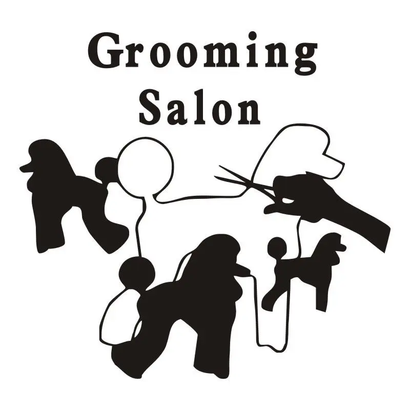 Funny Grooming Salon Quote Wall Stickers Dogs Silhouette Pet Shop Wall