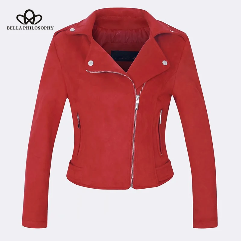 

Bella Philosophy 2018 spring women six colors women casual jacket long sleeves zipper ladies coat Short Motorcycle Jackets