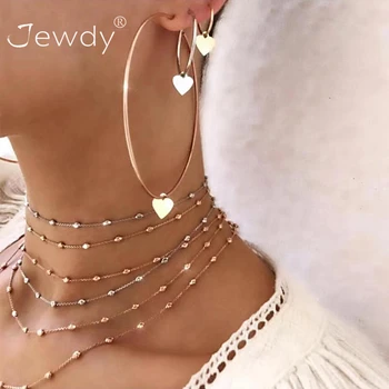 

Jewdy 3 Pcs/ Set Classic Vintage Female Heart Love Round Pendant Gold Long Hoop Earrings Set Personality Girl Valentines Day