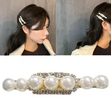 Женские заколки для волос в Корейском стиле из металлического сплава, Имитация волос с перламутровым блеском, шпильки в форме утконоса, искусственный кристалл