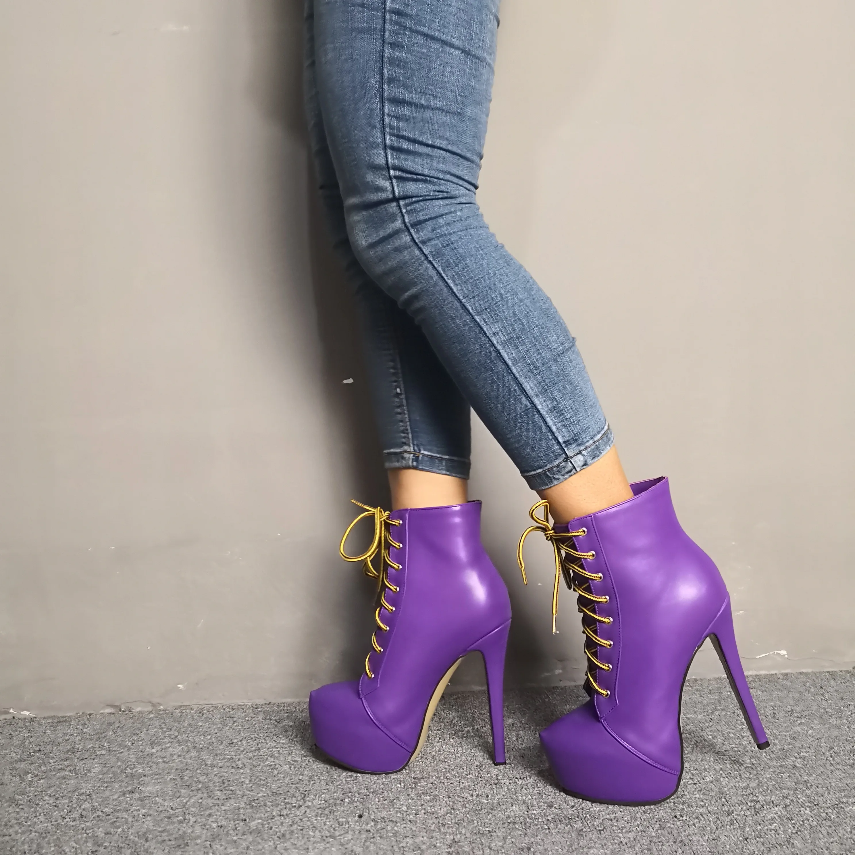 purple ankle boots