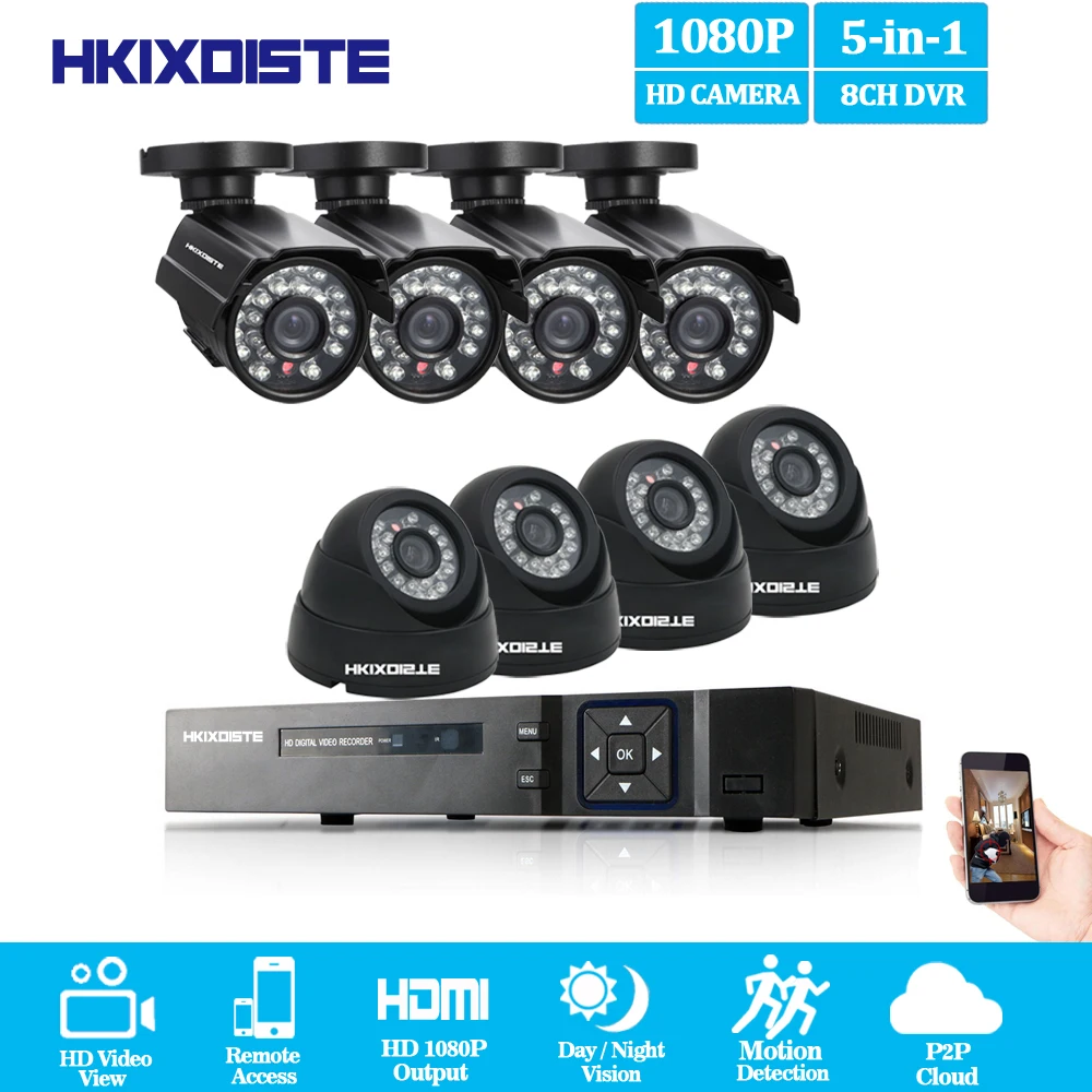 

CCTV 8CH DVR NVR TVI CCTV System 2.0MP indoor Outdoor AHD Camera HD 1080P DVR Recorder Video Security Camera Surveillance System