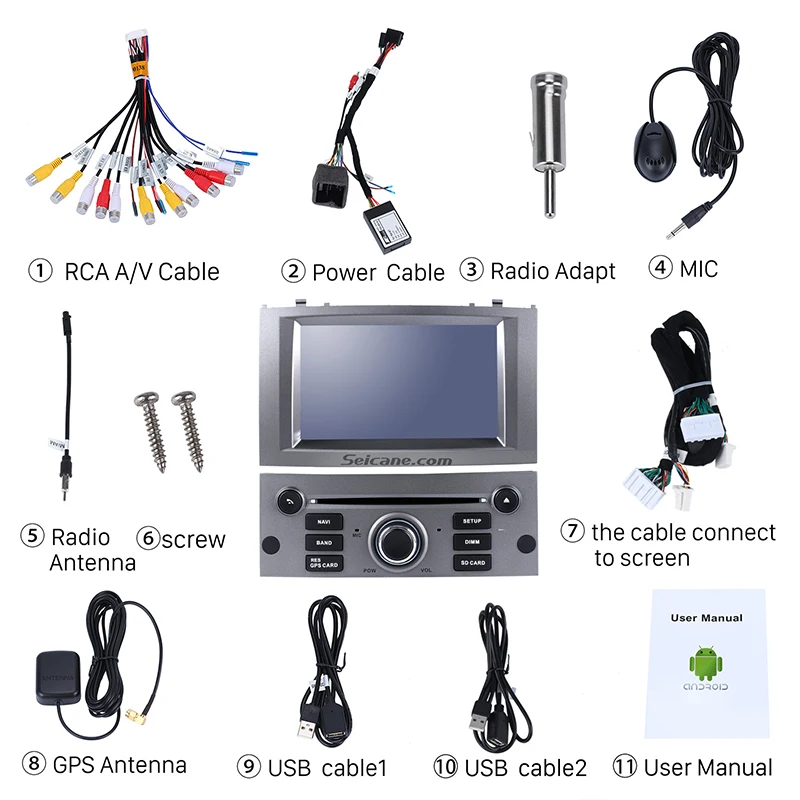 Discount Seicane Android 8.0 7"1Din Car Radio Stereo GPS Navigation Multimedia Player For Peugeot 407 2004 2005 2006 2007 2008 2009 2010 3