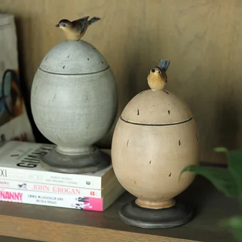 

American pastoral village Home Furnishing decoration painted crafts bird egg shaped storage tank storage box jewelry ornaments