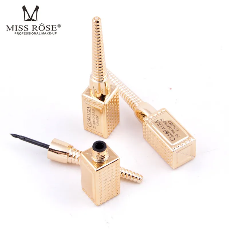 

MISS ROSE Liquid Eyeliner Stick Smudge-Proof Waterproof Professional Make Up Comestics Black Eye Liner Pen Gold Bottle