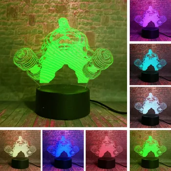 

Drop Shipping Hot Marvel Avengers Hero Hulk Dumbbell Moulding Weightlifting 7 Color IR Remote Led Gradient Night Light Xmas Gift