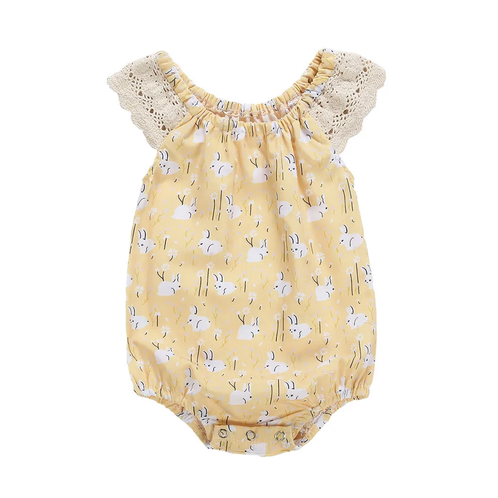 

Newborn Infant Kids Baby Girls Easter Clothes Rabbit Printing Romper Jumpsuit F4