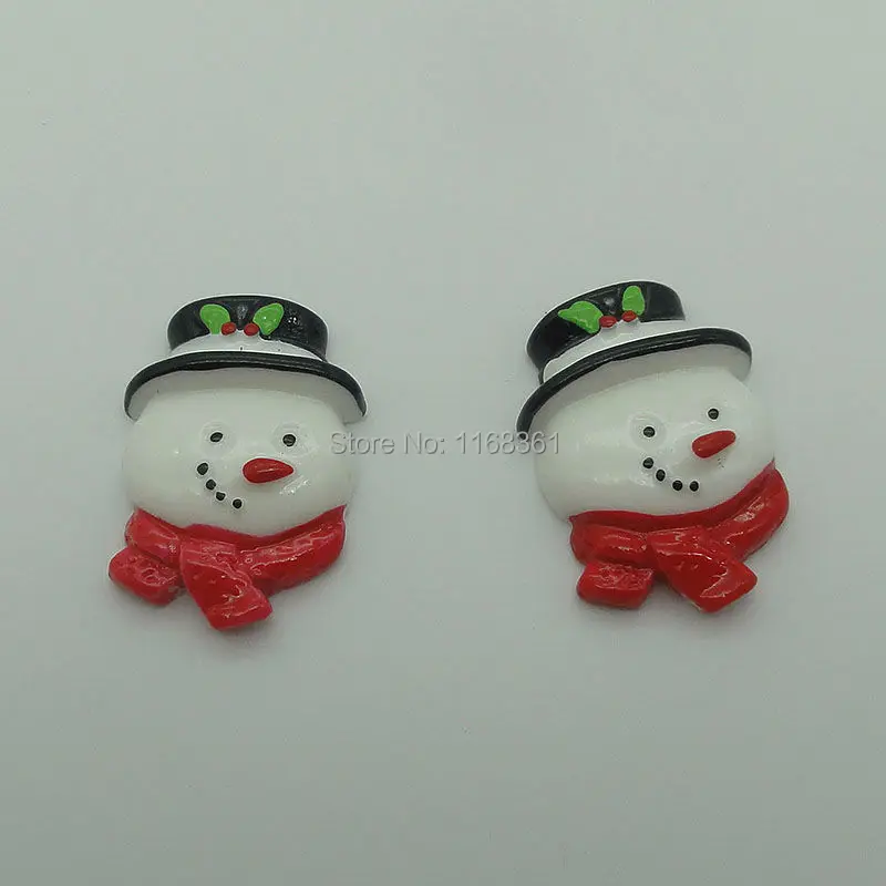 1pcs/lot resin flat back red scarf snowman head 30mm Cabochons Scrapbooking Hair Bow Center DIY Christmas decration C101-4