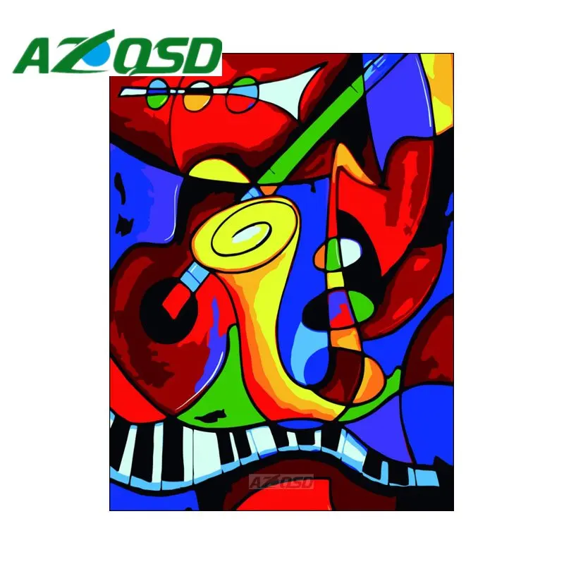 

AZQSD Painting By Numbers 40x50cm Abstract Musical Instruments Oil Painting Picture By numbers On Canvas Home Decor szyh379