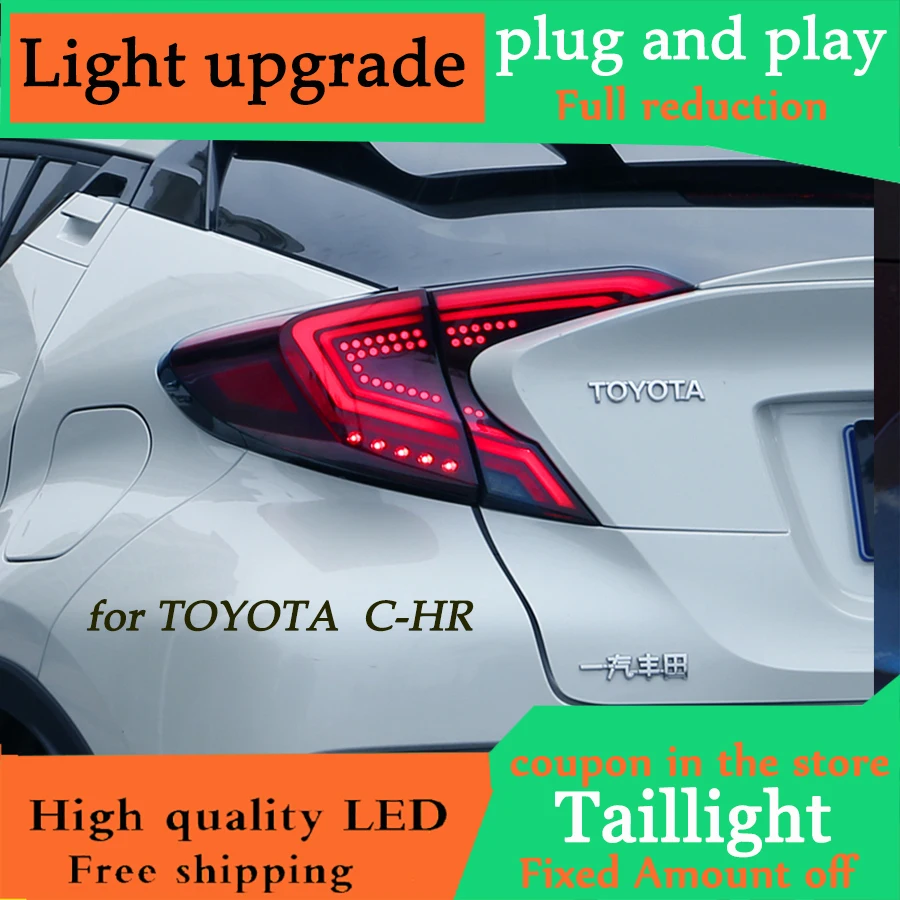Top D-YL Car styling for Toyota CHR Taillights 2017-2018 C-HR CH-R Toyota Tail Led Tail Lights Fog Rear  DRL + Brake + Park + Signal 1