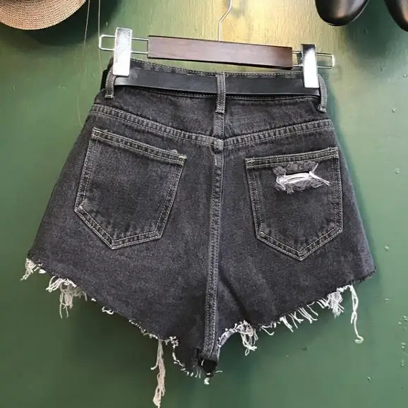 Летние нестандартные потертые джинсы с высокой талией, весенние свободные широкие шорты