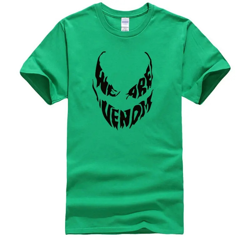 Новые Брендовые мужские футболки летние хлопковые футболки с коротким рукавом черная футболка Веном Аниме Высокое качество фильм топы тройник Homme - Цвет: green black