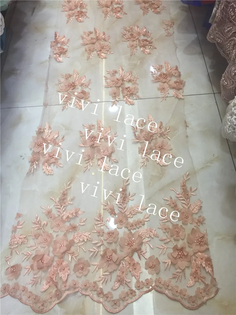 5yards htt001-4 new arrive 3d pearls chiffon good quality nice luxury polyestor tulle mesh lace for sawing/ wedding | Дом и сад
